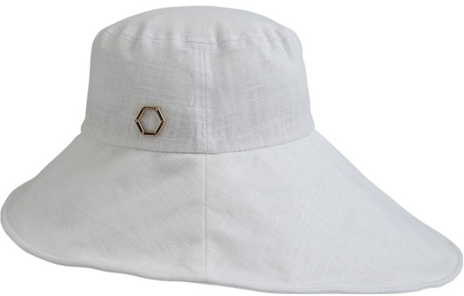 페르시안캣 여성용 헥사곤 린넨 플로피 골프 모자 P52WCP62, 화이트, 1개