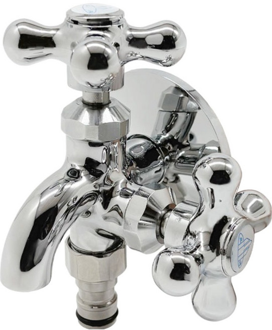 우리수도 크롬 도금 두갈래 세탁기전용 스텐 수도꼭지 IM-03 냉수, 1개