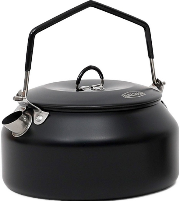 살반 스텐 캠핑 초경량 주전자 1L, 블랙, 1개