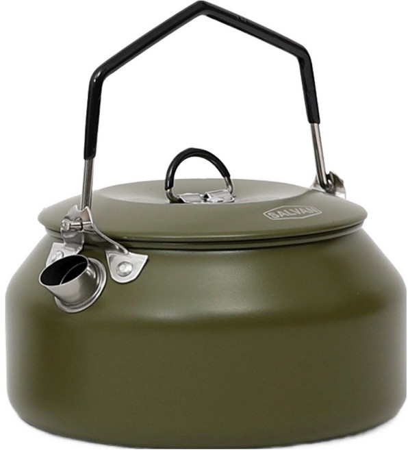 살반 스텐 캠핑 초경량 주전자 1L, 카키, 1개