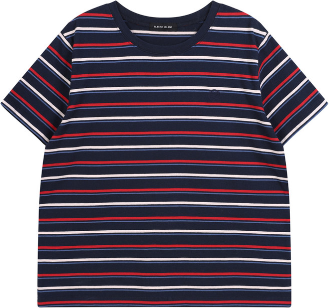 플라스틱아일랜드 여성용 멀티스트라이프 루즈핏 티셔츠 PR2CH461