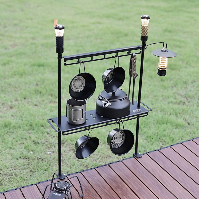 살반 캠핑 알루미늄 테이블 선반, 1개, 1단, 블랙