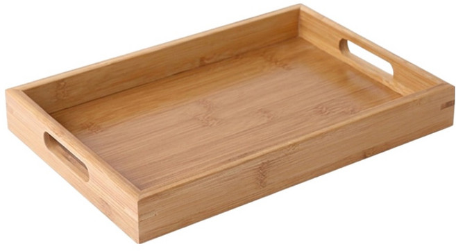 쿠쏘 직각 손잡이 대나무 트레이, 우드