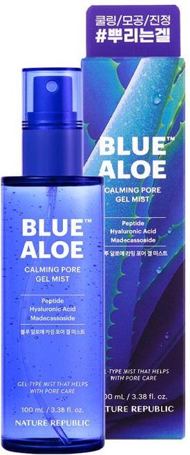 NATURE REPUBLIC 藍色蘆薈鎮靜毛孔凝膠噴霧, 1個, 100ml