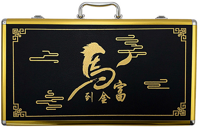 馬到金富 精品典藏麻將 34mm, 黑色 + 金色, 1套