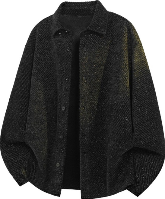 제이티엘 남성용 셔닐 오버핏 카라 라펠 긴팔 셔츠