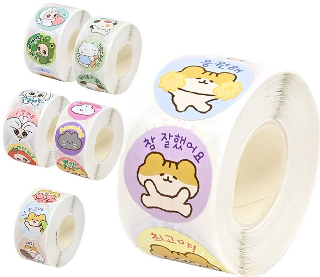 포포팬시 생활습관 동기부여 칭찬 롤 스티커 6종 세트, 혼합색상, 1세트