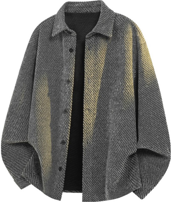 제이티엘 남성용 셔닐 오버핏 카라 라펠 긴팔 셔츠