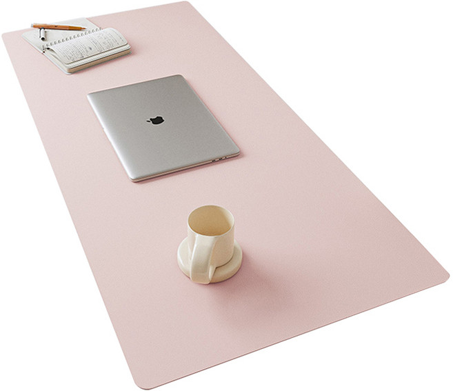 미니멀 데일리 PU 인조가죽 방수 데스크 매트 대형, 로즈파우더