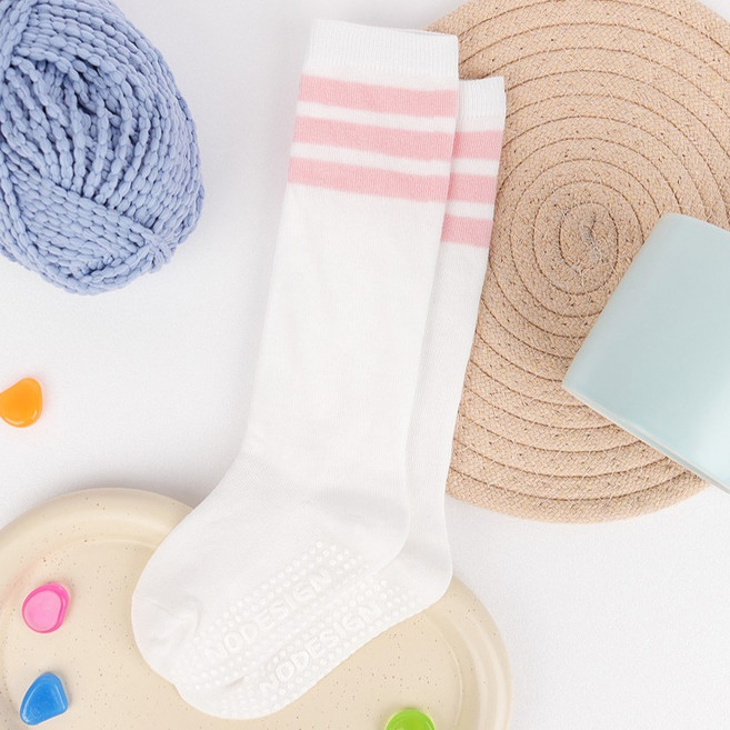 노디자인 미끄럼방지 패드 삼선 니삭스 양말 2켤레