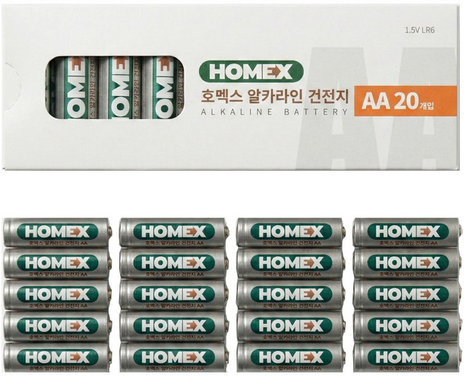 호맥스 알카라인 AA 건전지 HAB-020, 1개, 20개입