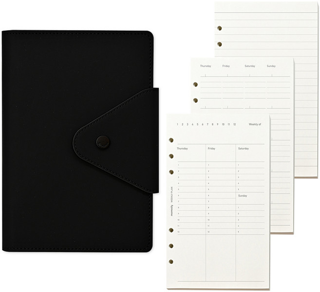 모모디 모먼트 프리미엄 만년형 플래너 6공 다이어리, 블랙, 1개