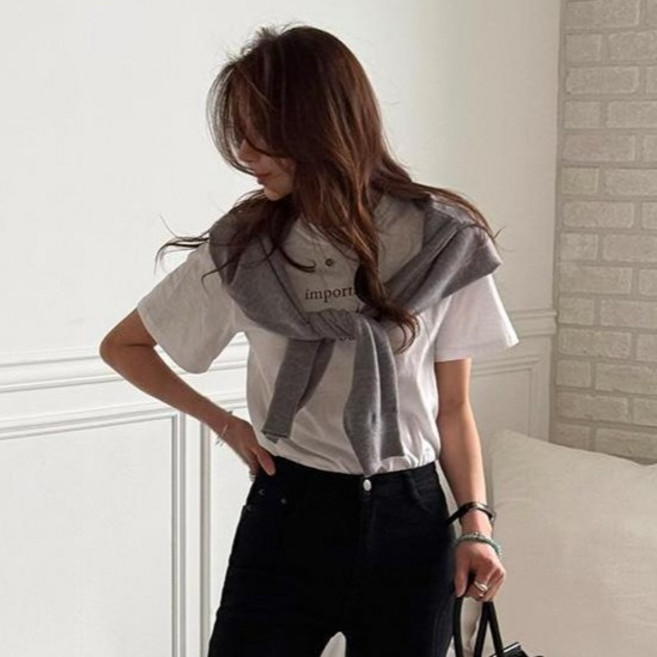 난닝구 여성용 티켄보 나염 반팔 티셔츠