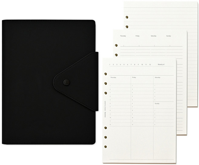 모모디 모먼트 프리미엄 만년형 플래너 6공 다이어리, 블랙, 1개