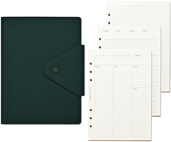 모모디 모먼트 프리미엄 만년형 플래너 6공 다이어리, 딥그린, 1개