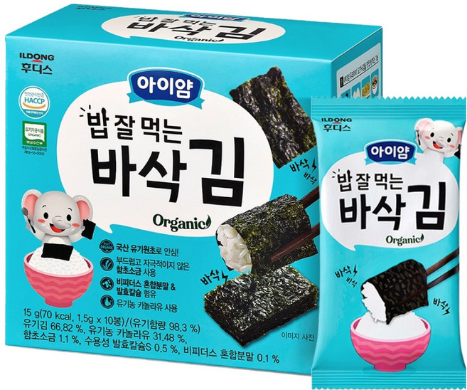 아이얌 일동후디스 밥 잘 먹는 바삭 김 10p, 1개, 15g, 김맛