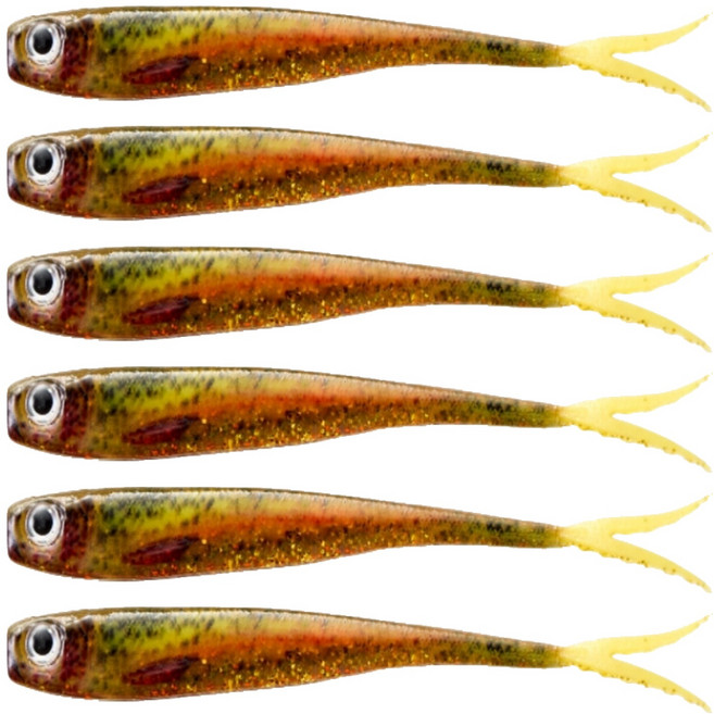 버클리 파워 저크쉐드 5 리얼 광어 우럭 다운샷 웜 6p, HD 골든 트라우트, 1개, 5.5g