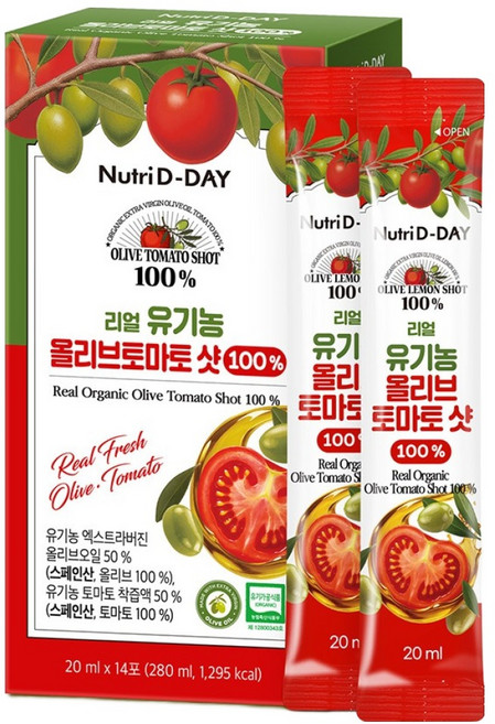 뉴트리디데이 리얼 NFC 착즙 유기농 올리브토마토 스틱 올토샷 14p, 1개, 280ml, 14회분