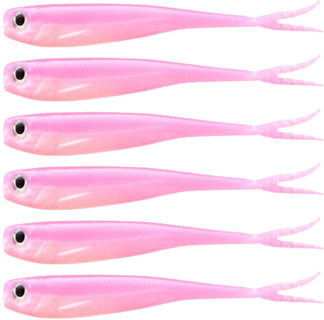 버클리 파워 저크쉐드 5 리얼 광어 우럭 다운샷 웜 6p, 핑크 화이트, 1개, 5.5g