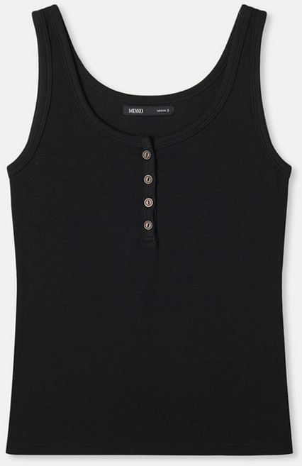 미쏘 여성용 버튼 골지 슬리브리스