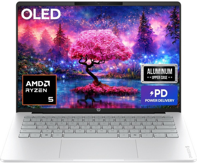 HP 2026 옴니북 5 14 라이젠5 라이젠 200 시리즈, Glacier silver aluminum, 14-hn0015AU, 512GB, 16GB, Free DOS