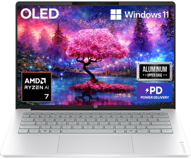 HP 2026 옴니북 5 14 라이젠 AI 라이젠 AI 400 시리즈, Glacier silver aluminum, 14-hm0022AU, 512GB, 16GB, WIN11 Home