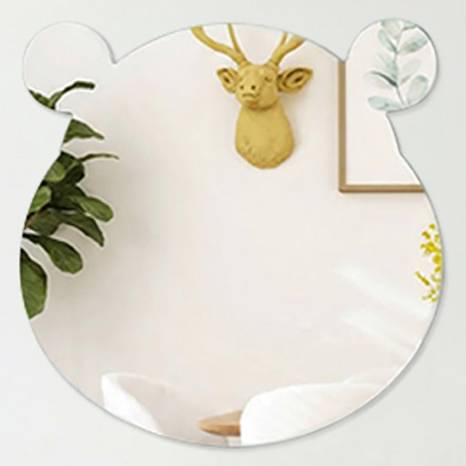 마메 홈 벽에 붙이는 부착형 아크릴 벽 거울 곰돌이 29 x 29 cm