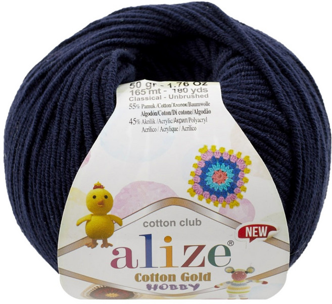 알리제 면혼방 코튼 골드 하비 뜨개실 50g 165m, 58 네이비, 1개
