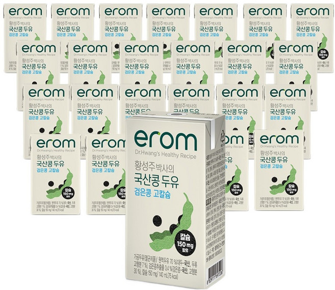 이롬 황성주 박사의 국산콩 검은콩 고칼슘 두유, 140ml, 24개