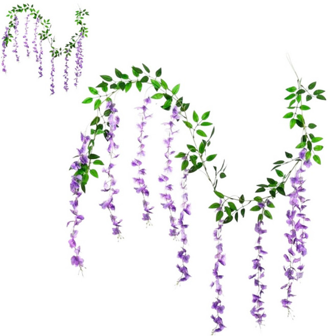 조화 넝쿨 등나무 가랜드 인테리어 장식 2p, 006 진보라