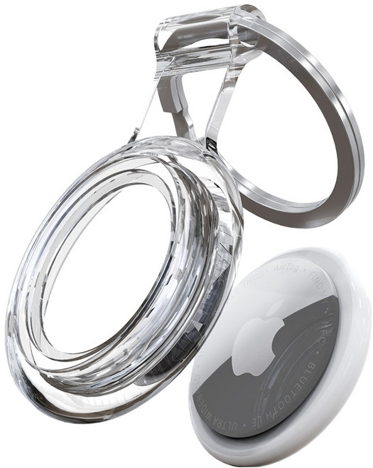 엑씨 에어태그 1 / 2 호환 홀더 충격흡수 TPU 풀커버 키링 케이스, 투명