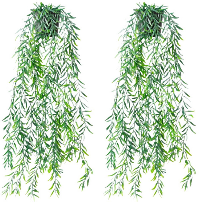 행잉 식물 조화 넝쿨 인테리어 벽걸이 화분, 3 검초 블루 행잉 조화, 2개