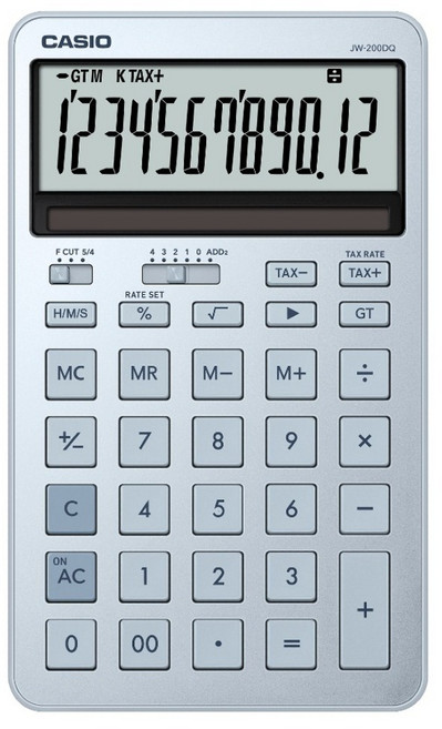 CASIO 卡西歐 12位數計算機 JW-200DQ-BU, 冰霜藍, 1個