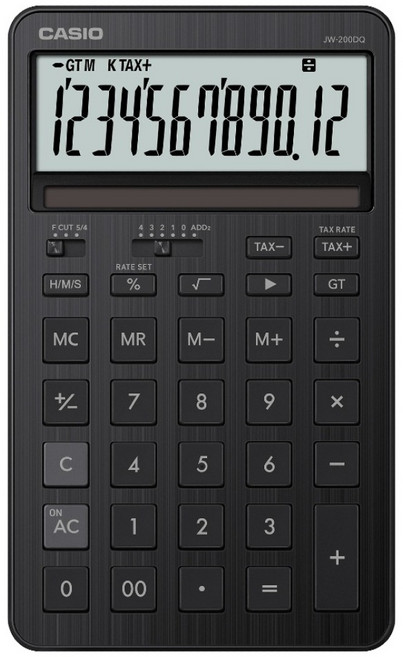 CASIO 卡西歐 12位數計算機 JW-200DQ-BK, 夜空黑, 1個