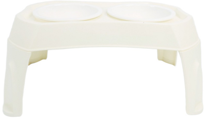 M-PETS 塑製輕便型加高雙碗組 XL, 白色, 1套