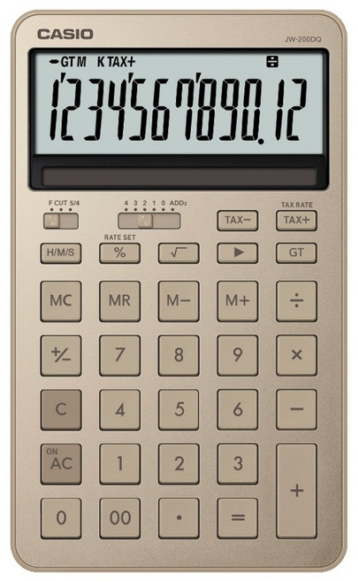 CASIO 卡西歐 12位數計算機 JW-200DQ-GD, 銅砂金, 1個