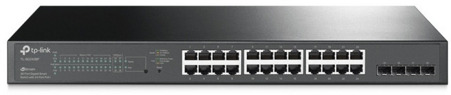 tp-link 28埠 Gigabit L2/L2+ 智慧型PoE Switch交換器 250W RJ45 24埠 + SFP 光纖端口 4埠, 1個, TL-SG2428P