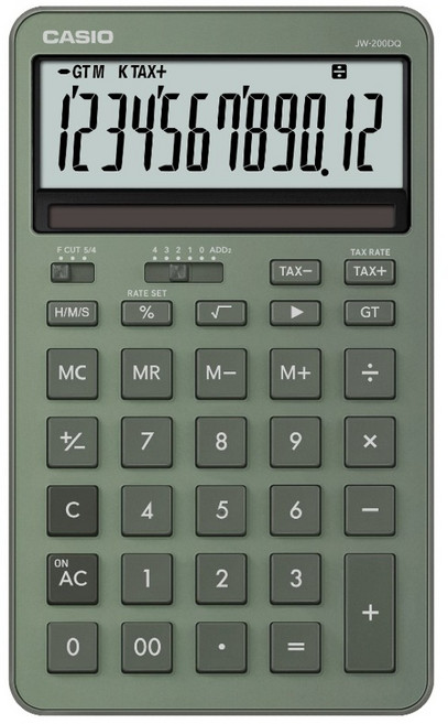 CASIO 卡西歐 12位數計算機 JW-200DQ-GN, 森林綠, 1個
