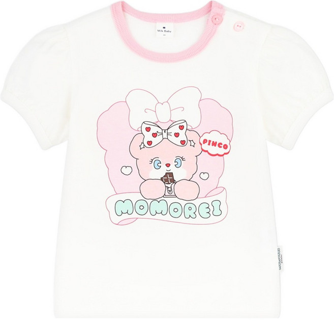 Milk Baby Momorei Pinko的甜蜜一天泡泡袖T恤