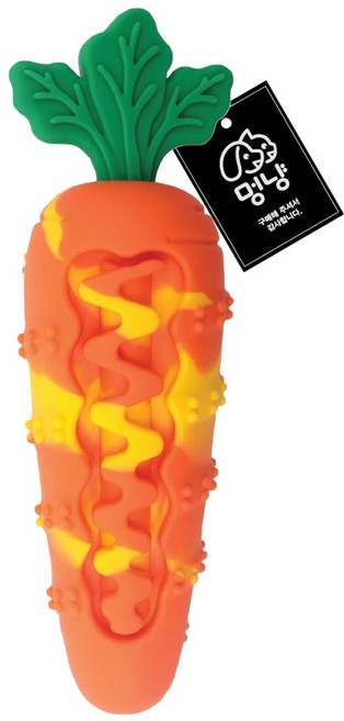 멍냥 강아지 삑삑이 실리콘 당근 치석제거 장난감, 오렌지, 1개