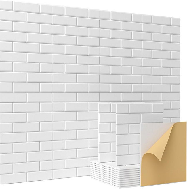 모디시 접착형 폴리에스터 섬유 벽돌 방음패널 30 x 30 cm, 화이트, 12개