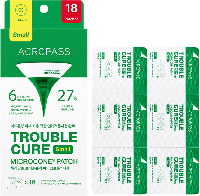 아크로패스 대용량 트러블큐어 마이크로콘 패치 스몰, 18개입, 1개