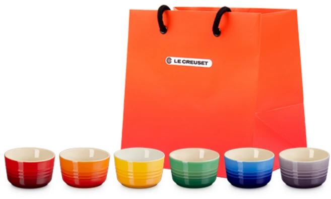 르크루제 미니라메킨 6종 세트 + 쇼핑백 S, 혼합색상, 1세트 - 쿠팡