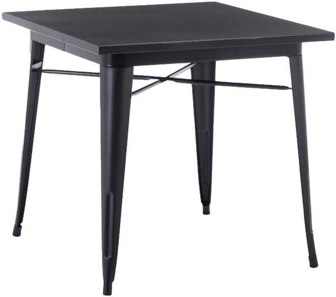 E-home Delia 迪麗雅工業風金屬方形餐桌 NKC106B-blk, 黑色, 4人