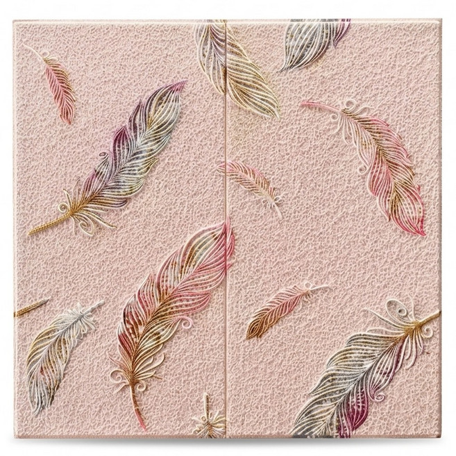 스마일깨비 따뜻하고 아늑한 깃털디자인 폼타일 68 x 68 cm, 핑크, 1개