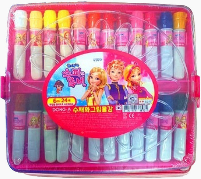 동아 수채화 케이스 물감 핑크, 6ml, 24색