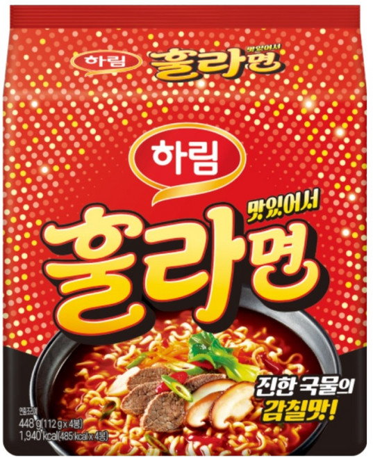 하림 맛있어서 훌라면 112g, 4개