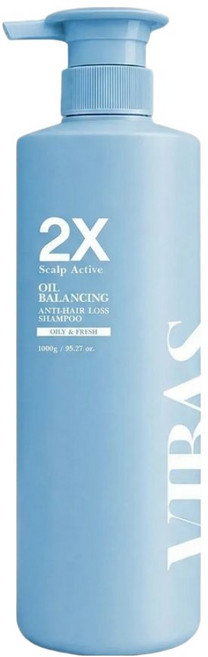 비바스 2X 스칼프 액티브 오일밸런싱 지성 쿨 탈모샴푸, 1개, 1kg