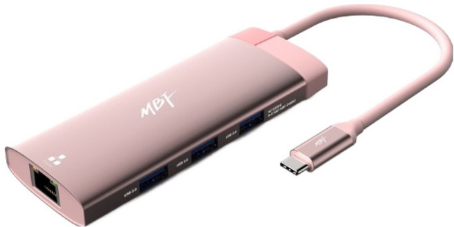 엠비에프 USB C타입 포터블형 6in1 멀티허브 MBF-CH6IN1, 핑크, 1개
