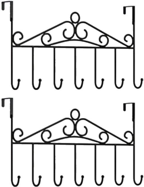 마메 홈 다용도 무타공 후크 7구 도어 옷걸이 행거, 블랙, 2개